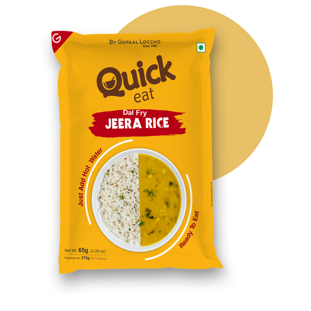 Quick Eat Dal Fry & Jeera Rice – Instant Meal, 65g Pack