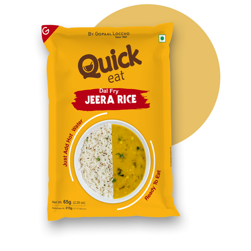 Quick Eat Dal Fry Jeera Rice by Gopaal Loccho (65g) – Ready to Eat Instant Meal | Pack of 3