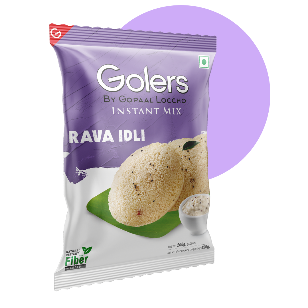 Golers Rava Idli Instant Mix by Gopaal Loccho (200g) – Fluffy Semolina Steamed Breakfast Mix